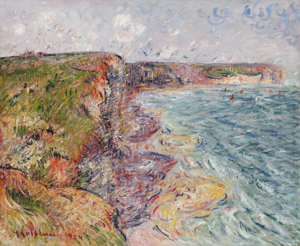 Segelboote nahe den Klippen, Yport von Gustave Loiseau