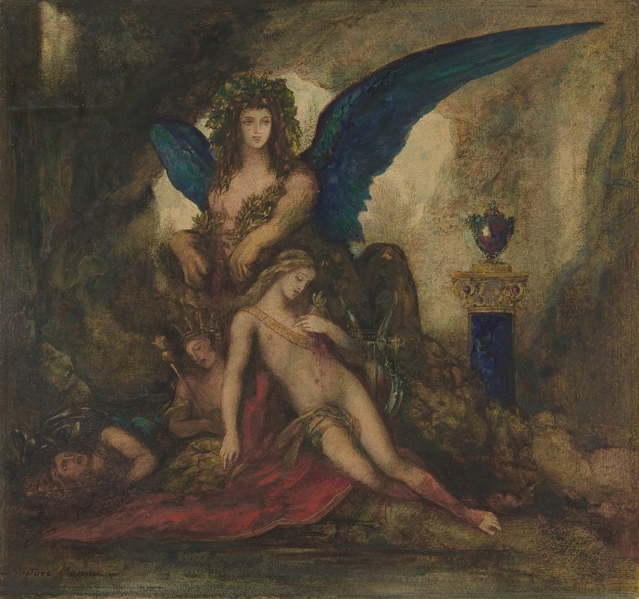 Sphinx in einer Grotte Dichter, König und Krieger, 1840-98 von Gustave Moreau