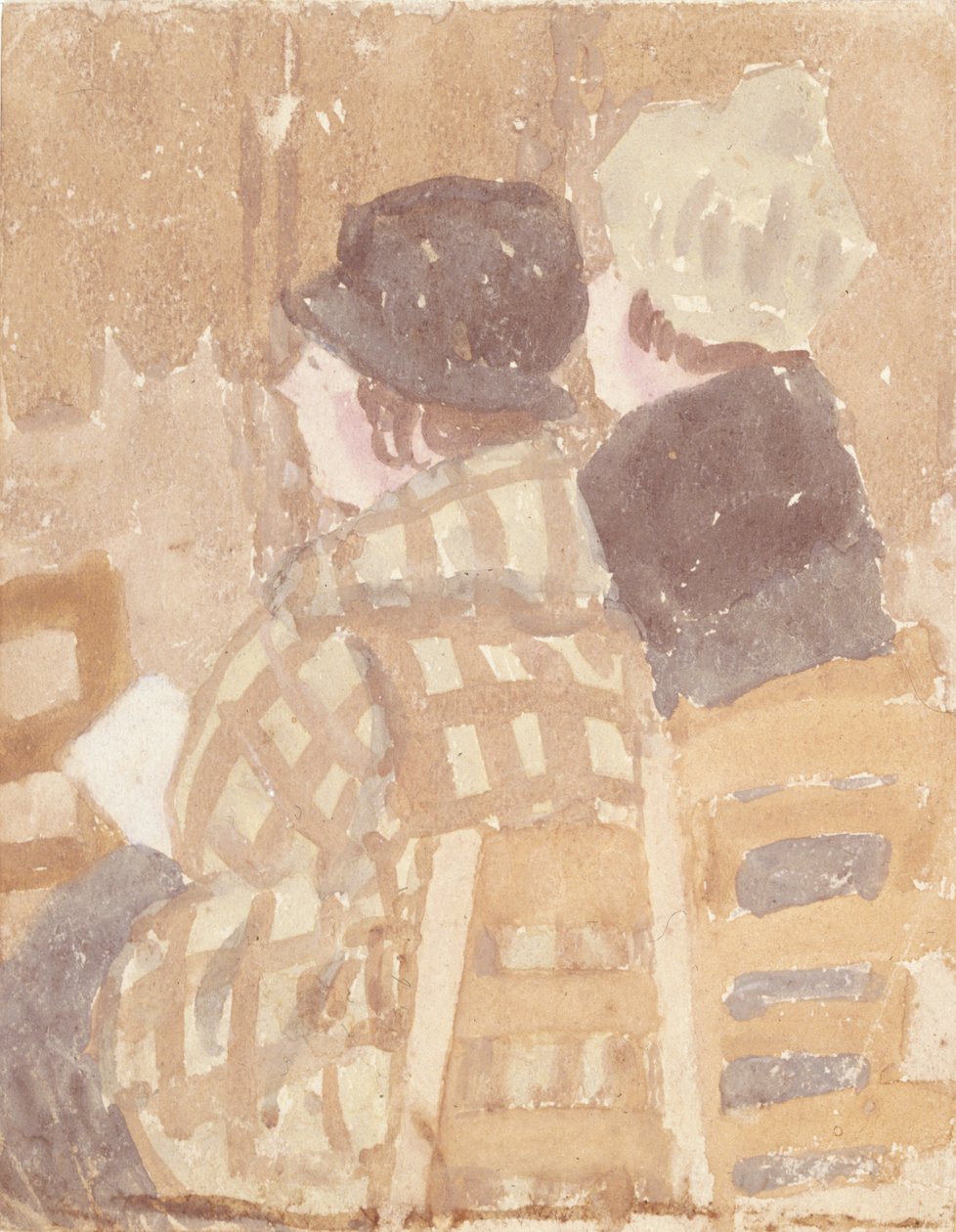 Zwei Frauen sitzen in der Kirche von Gwen John