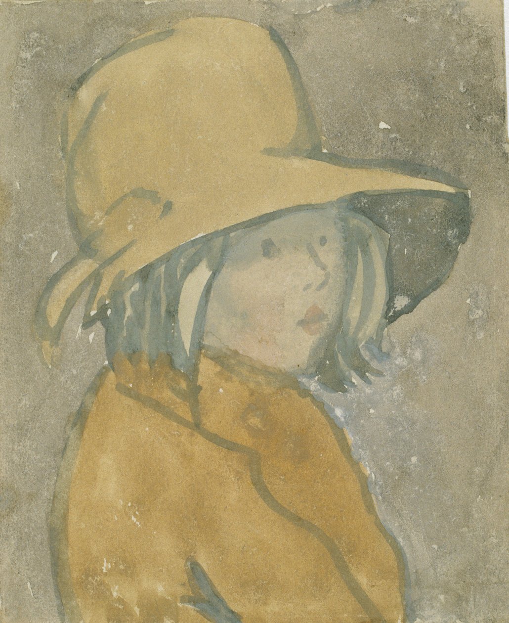 Junges Mädchen mit braunem Hut und Mantel von Gwen John