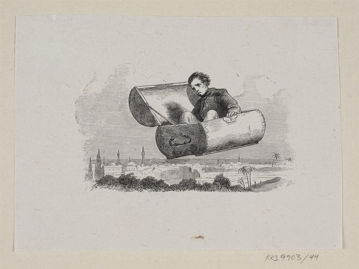 Illustration zu "Der fliegende Koffer" in H.C. Andersen, "Märchen und Geschichten", Band 1 von H.P. Hansen