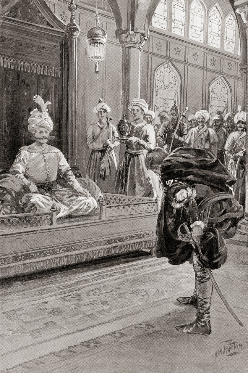 Sir Anthony Shirley besucht den Hof von Schah Abbas dem Großen, Persien im Jahr 1599, aus Hutchinsons Geschichte der Nationen, veröffentlicht 1915 von H. M. (after) Burton