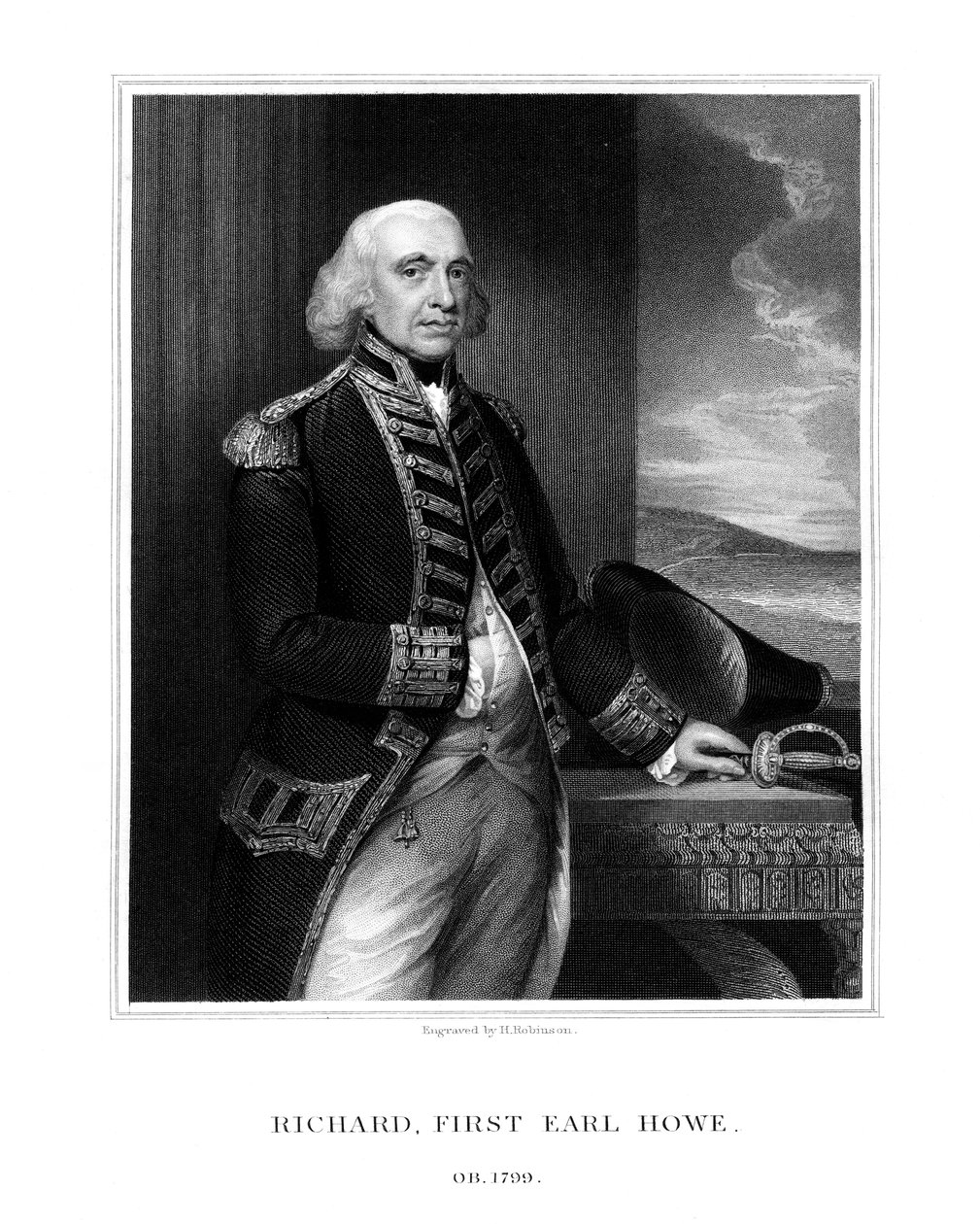 Richard Howe, 1. Earl Howe, britischer Admiral, 1832 von H. Robinson