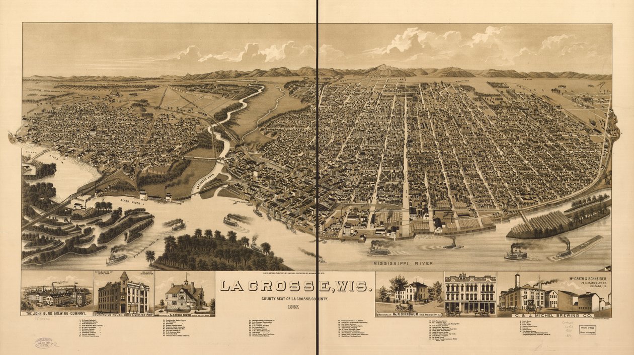 La Crosse, Wis., Kreissitz von La Crosse County 1887 von H. Wellge