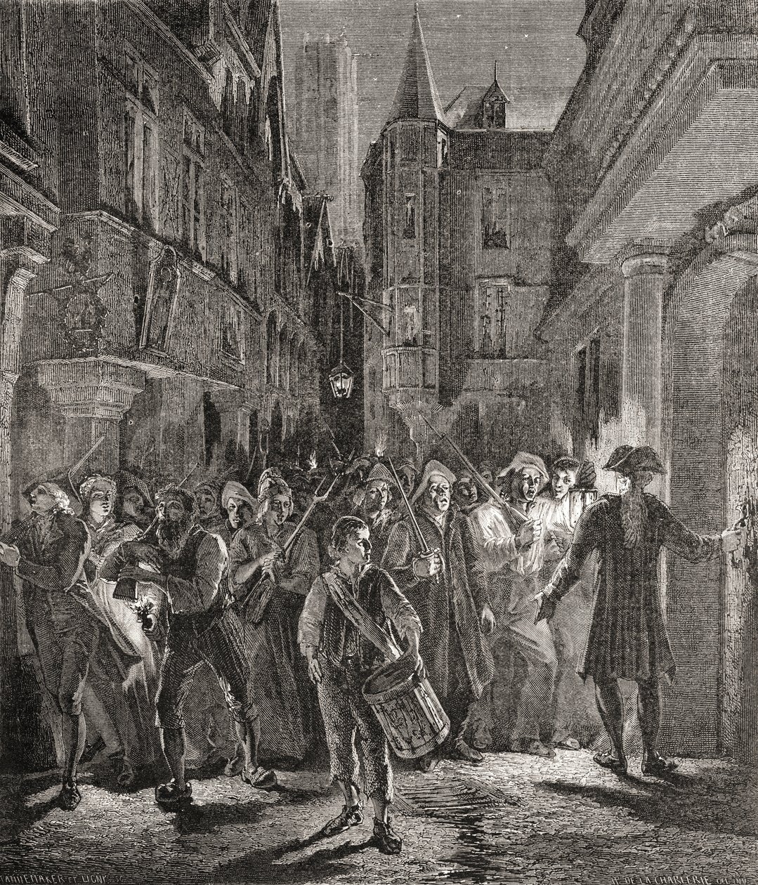 Paris bewacht vom Volk, graviert von Pannemaker-Ligny von H. de la (after) Charlerie