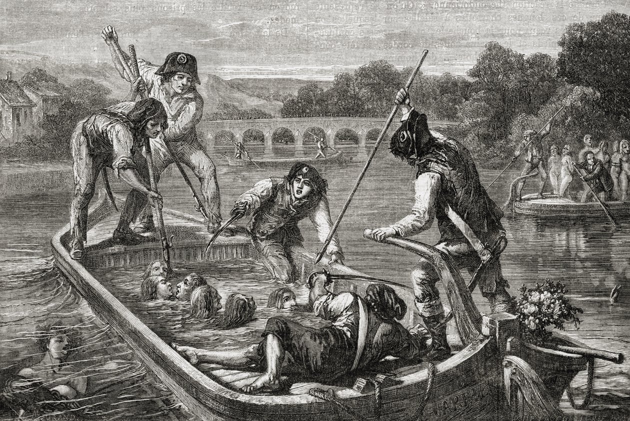 Das Ertrinken in der Loire während der Schreckensherrschaft von H. de la (after) Charlerie