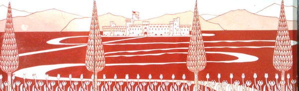 Landschaft mit Baumreihe und Schloss von Halsey Ricardo