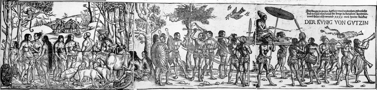 Der König von Gutzin, Druck von George Glockendon, 1511 von Hans Burgkmair