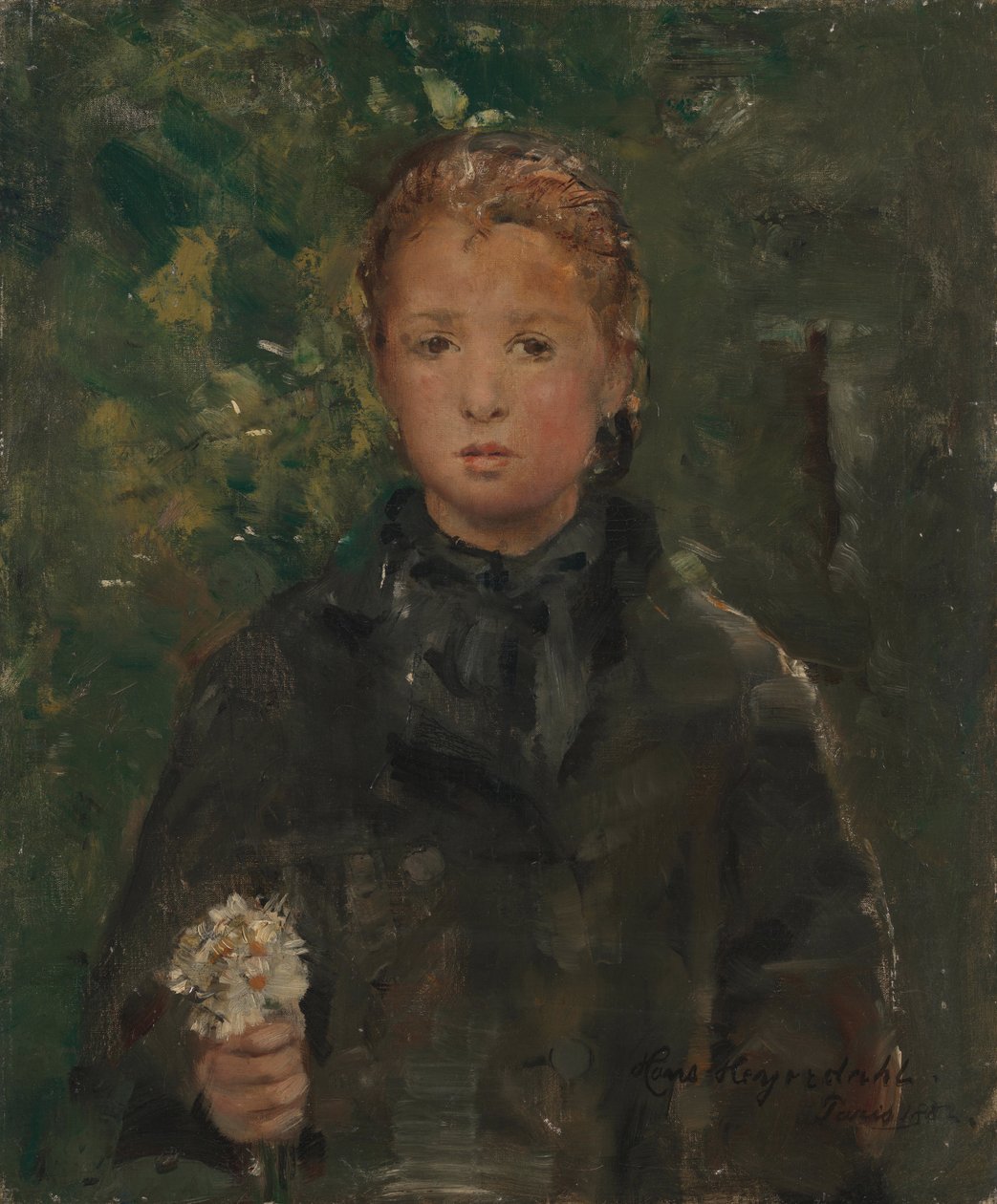 Porträt eines Mädchens mit einem Blumenstrauß von Hans Olaf Heyerdahl