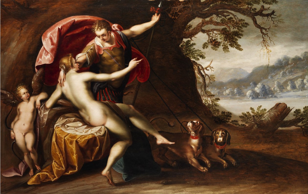 Venus und Adonis mit Hunden von Hans von Aachen