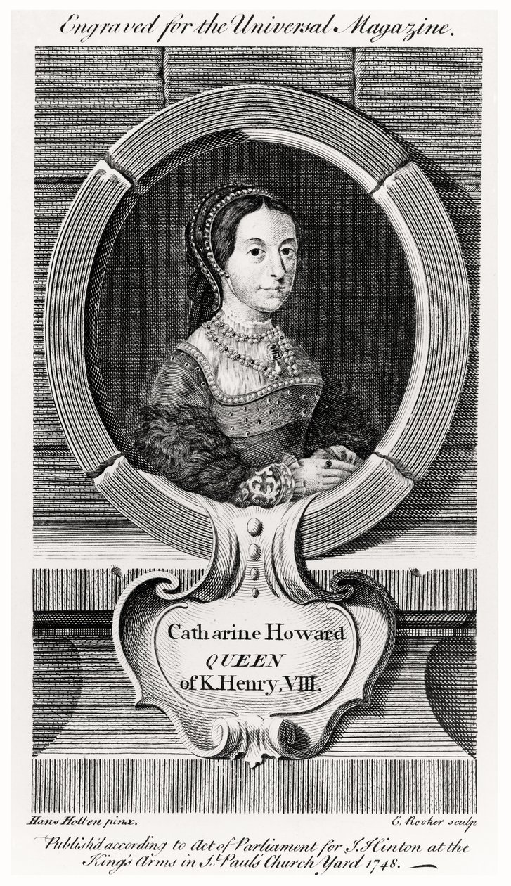 Porträt von Catherine Howard (1520?-42), graviert von Edward Rooker 1748 von Hans (after) Holbein the Younger