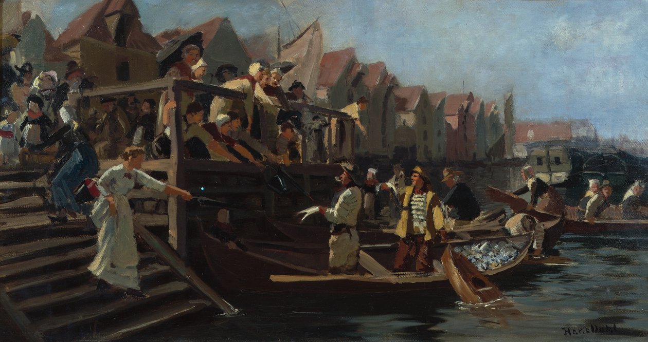 Gebot auf dem Fischmarkt, Dreieck von Bergen von Hans Andreas Dahl