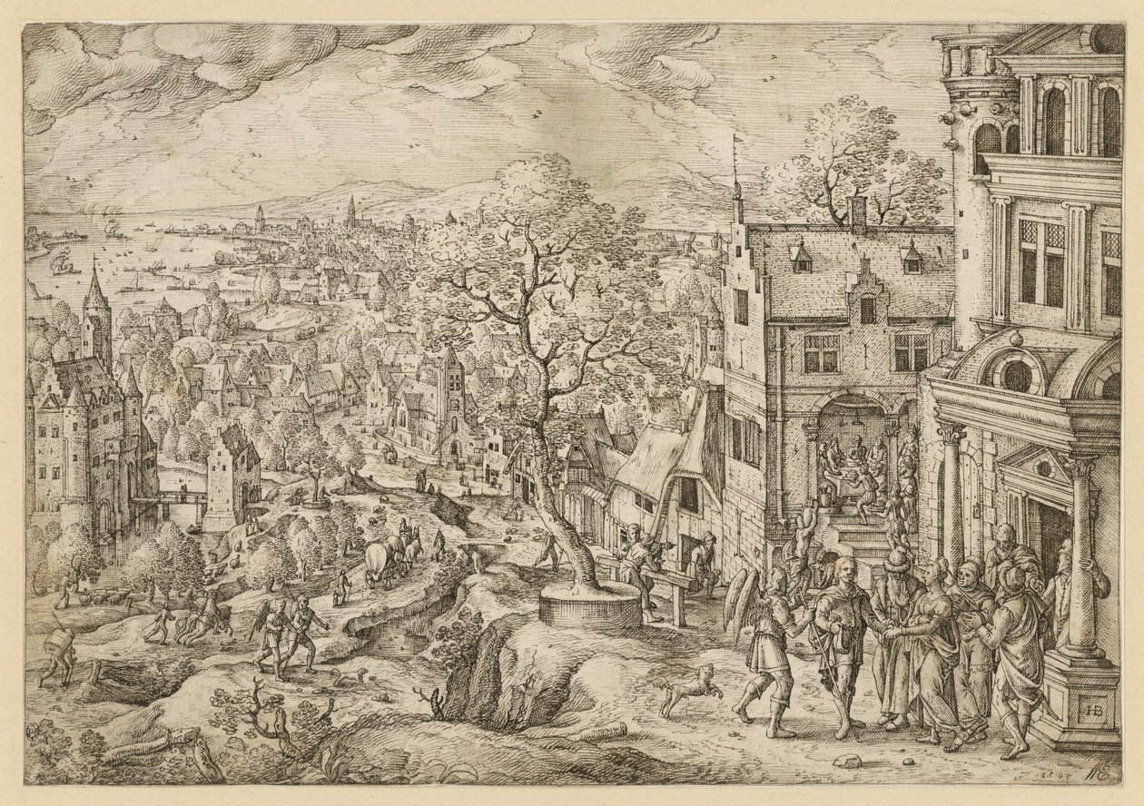 Die Geschichte des Tobias in weiter Landschaft von Hans Bol