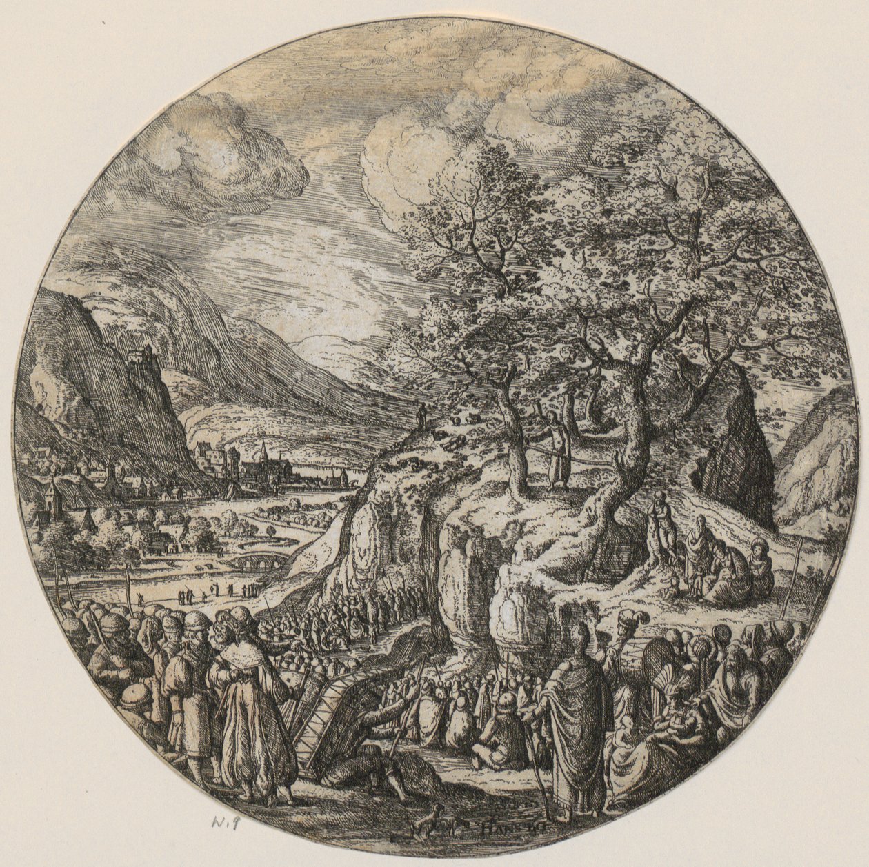 Johannes der Täufer predigt in der Wüste von Hans Bol