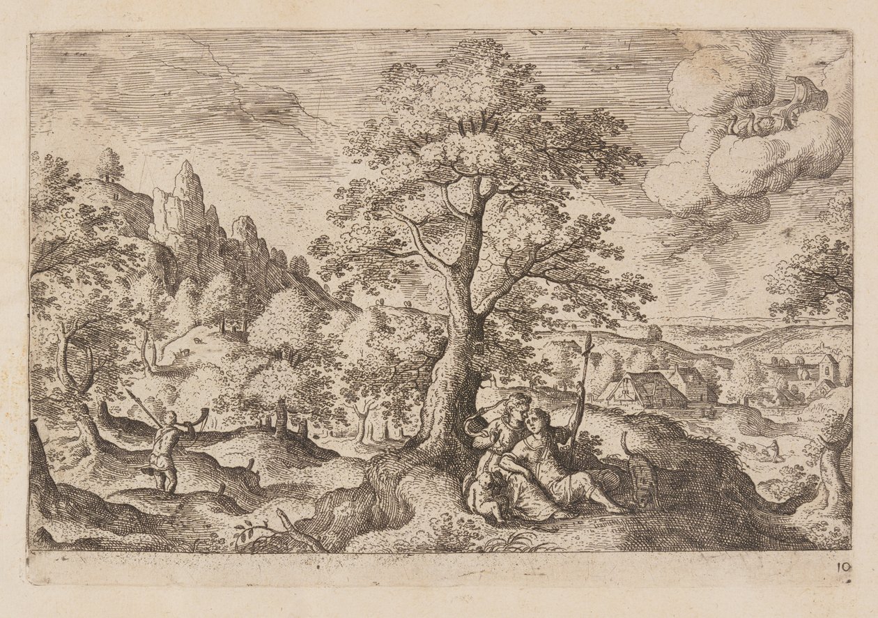 Tafel 10, aus Landschaften mit Szenen aus dem Alten und Neuen Testament und Ovids Metamorphosen von Hans Bol