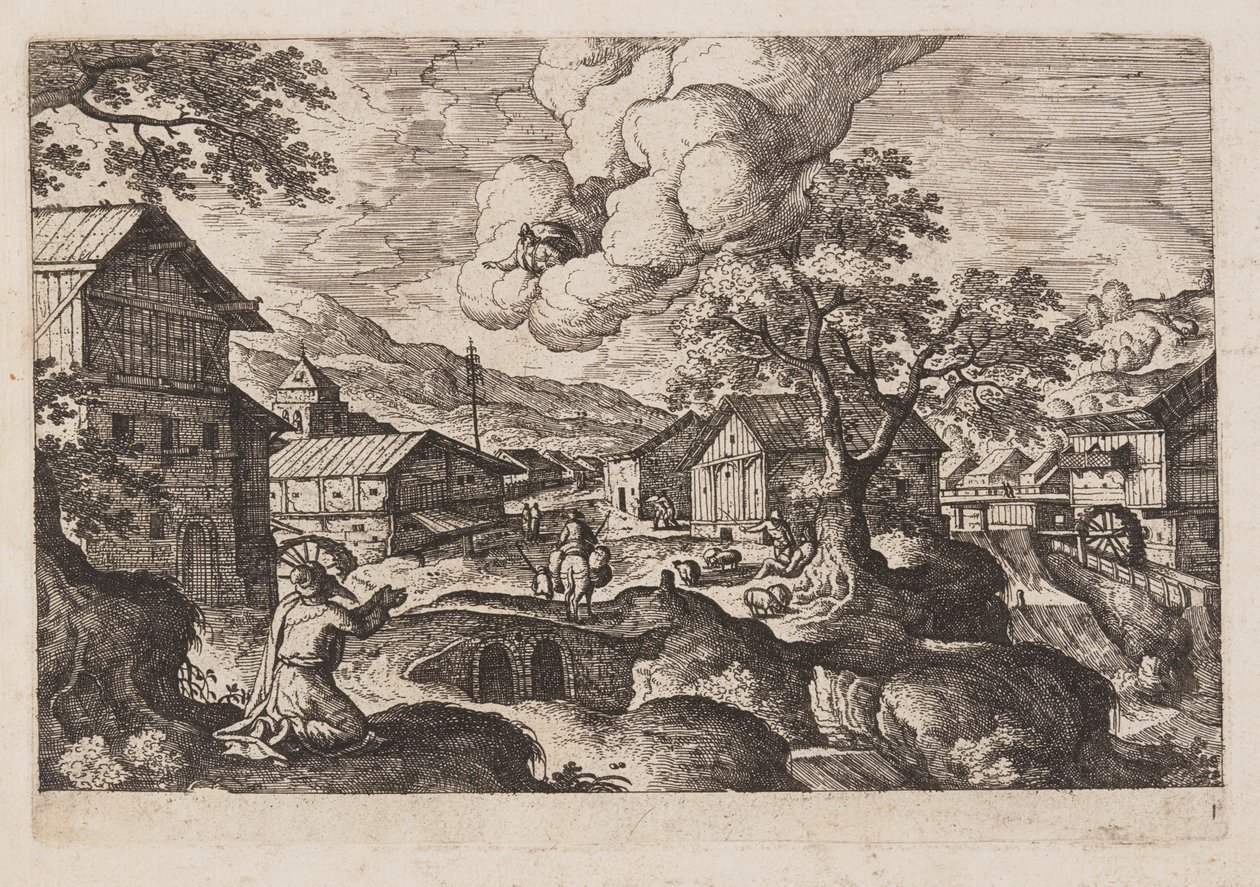 Tafel 1, aus Landschaften mit Szenen aus dem Alten und Neuen Testament und Ovids Metamorphosen von Hans Bol