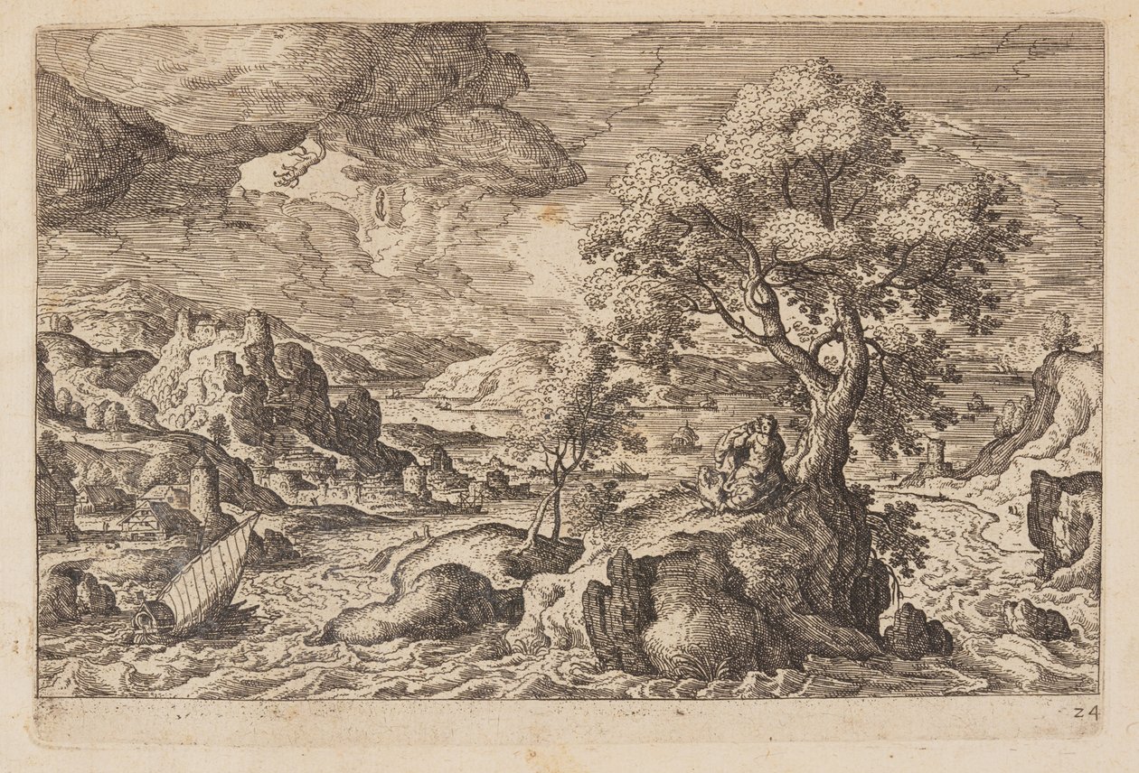 Tafel 24, aus Landschaften mit Szenen aus dem Alten und Neuen Testament und Ovids Metamorphosen von Hans Bol
