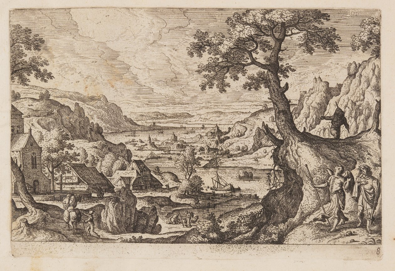 Tafel 8, aus Landschaften mit Szenen aus dem Alten und Neuen Testament und Ovids Metamorphosen von Hans Bol