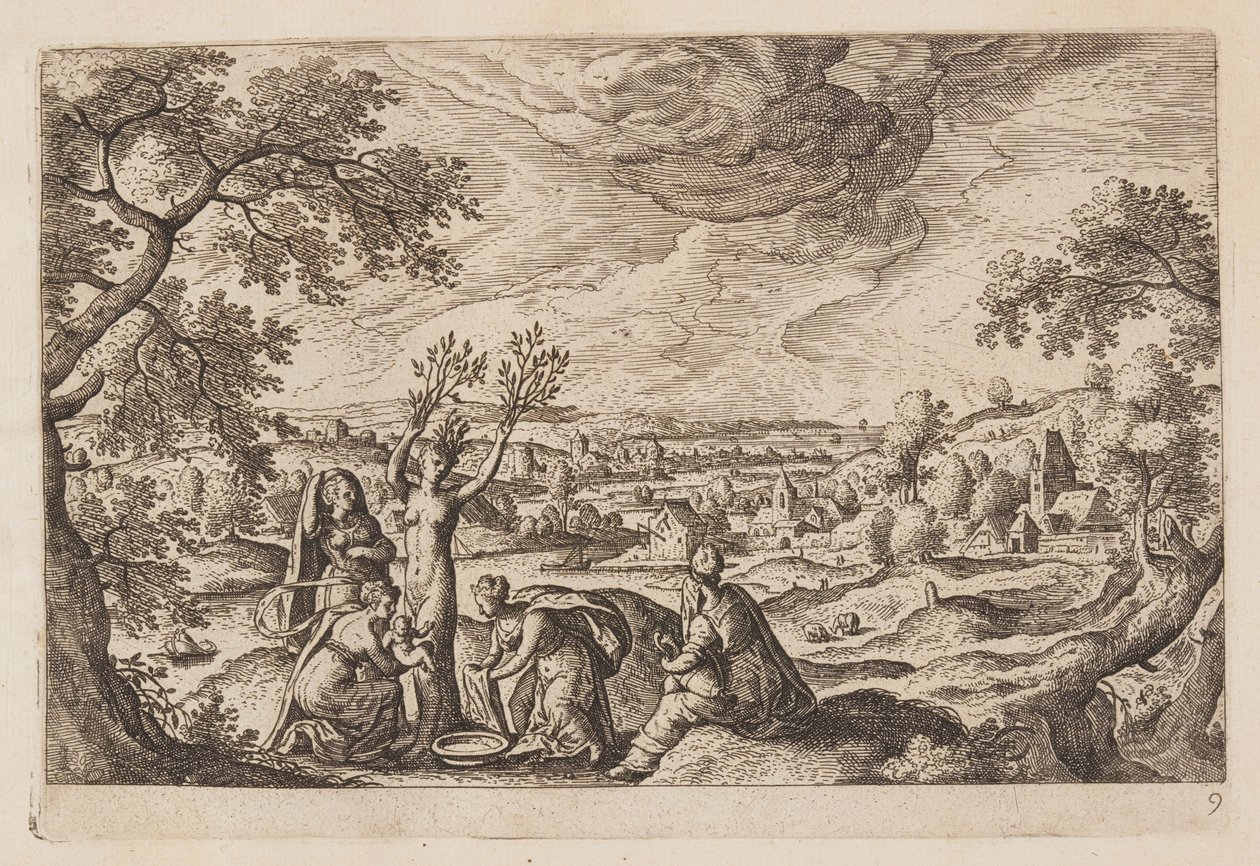 Platte 9, aus Landschaften mit Szenen aus dem Alten und Neuen Testament und Ovids Metamorphosen von Hans Bol