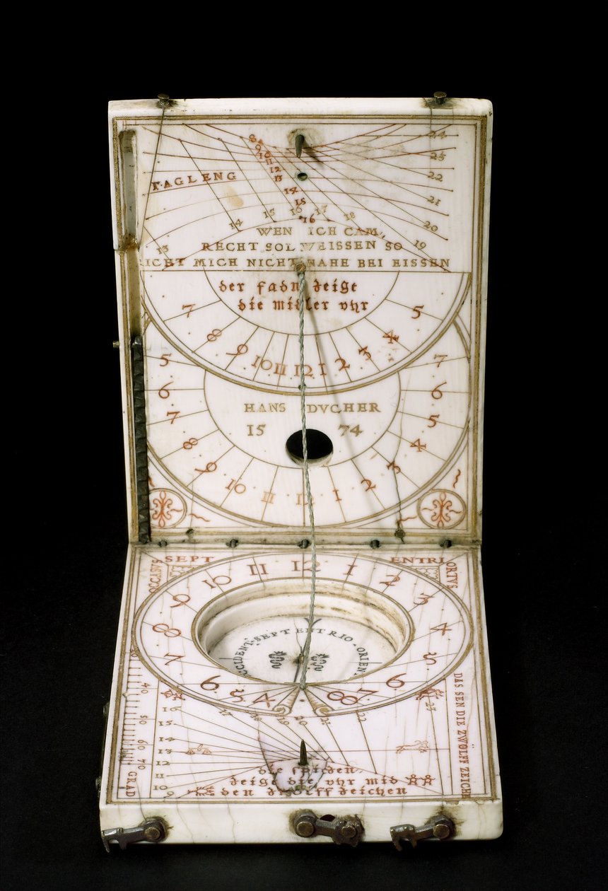Tablet-Kompass-Sonnenuhr, Nürnberg, 1574 von Hans Ducher