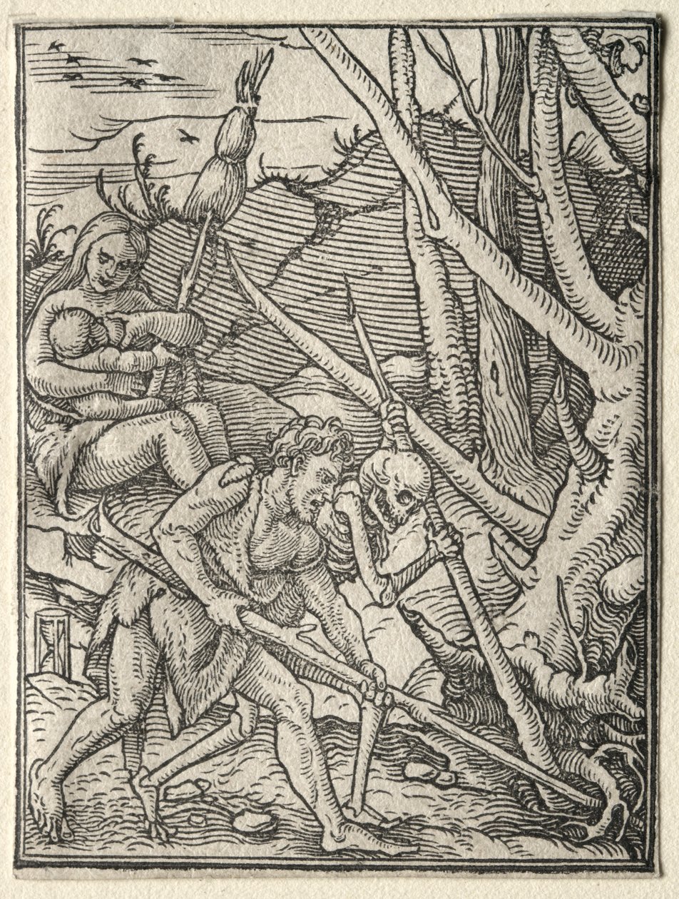 Der Totentanz: Adam pflügt die Erde von Hans Holbein