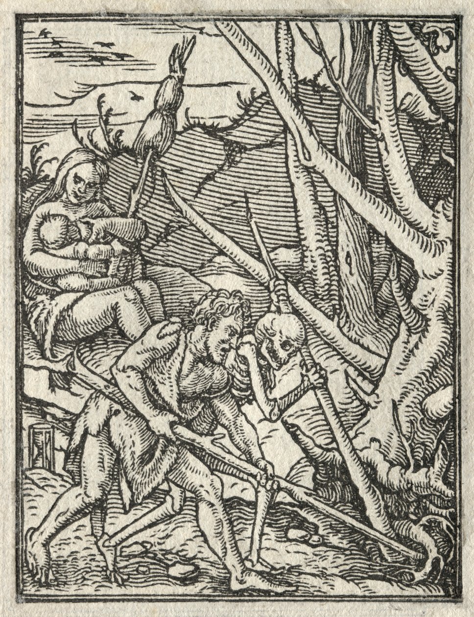 Der Totentanz: Vertreibung aus dem Paradies, Adam bebaut den Boden von Hans Holbein