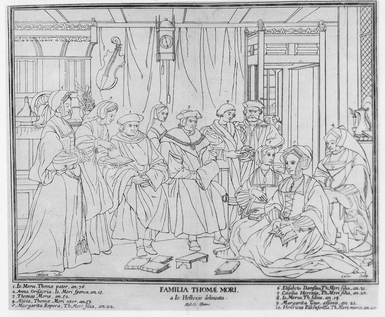 Die Familie von Thomas More (1478-1535), Kanzler von England, graviert von Christian de Mechel (1737-1817) 1787 von Hans Holbein der Jüngere