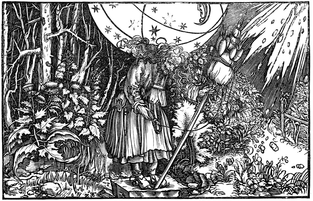 Alte Frau, Hexe oder Fee beim Spinnen, 1547 von Hans Holbein der Jüngere