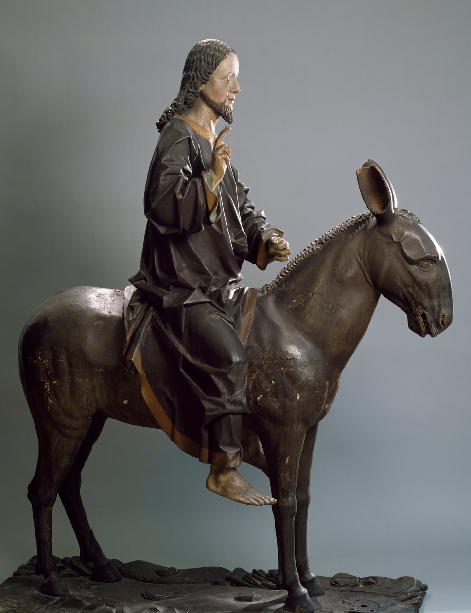 Christus auf dem Esel, ca. 1498, von Hans Klocker, polychrome Holzstatue, Italien von Hans Klocker
