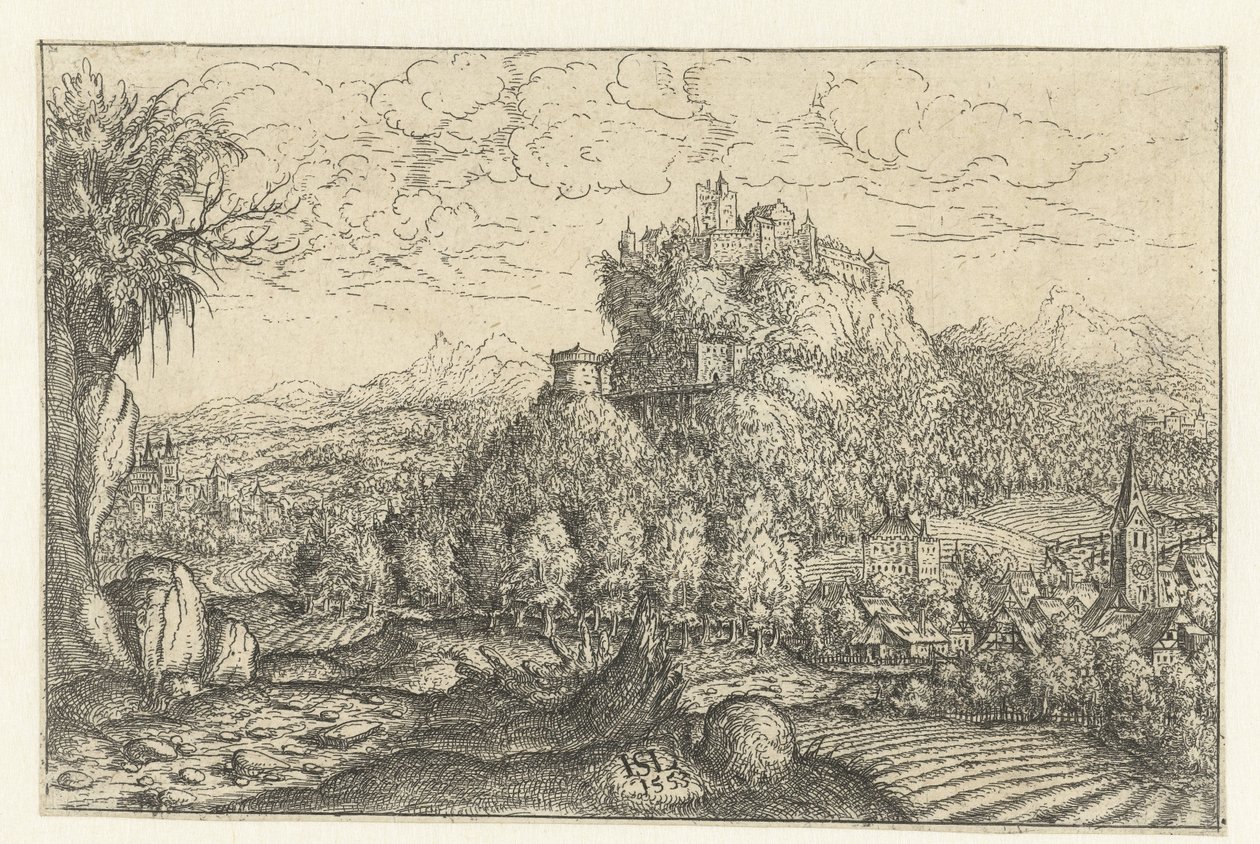 Landschaft mit Schloss auf einem Berg von Hans Lautensack
