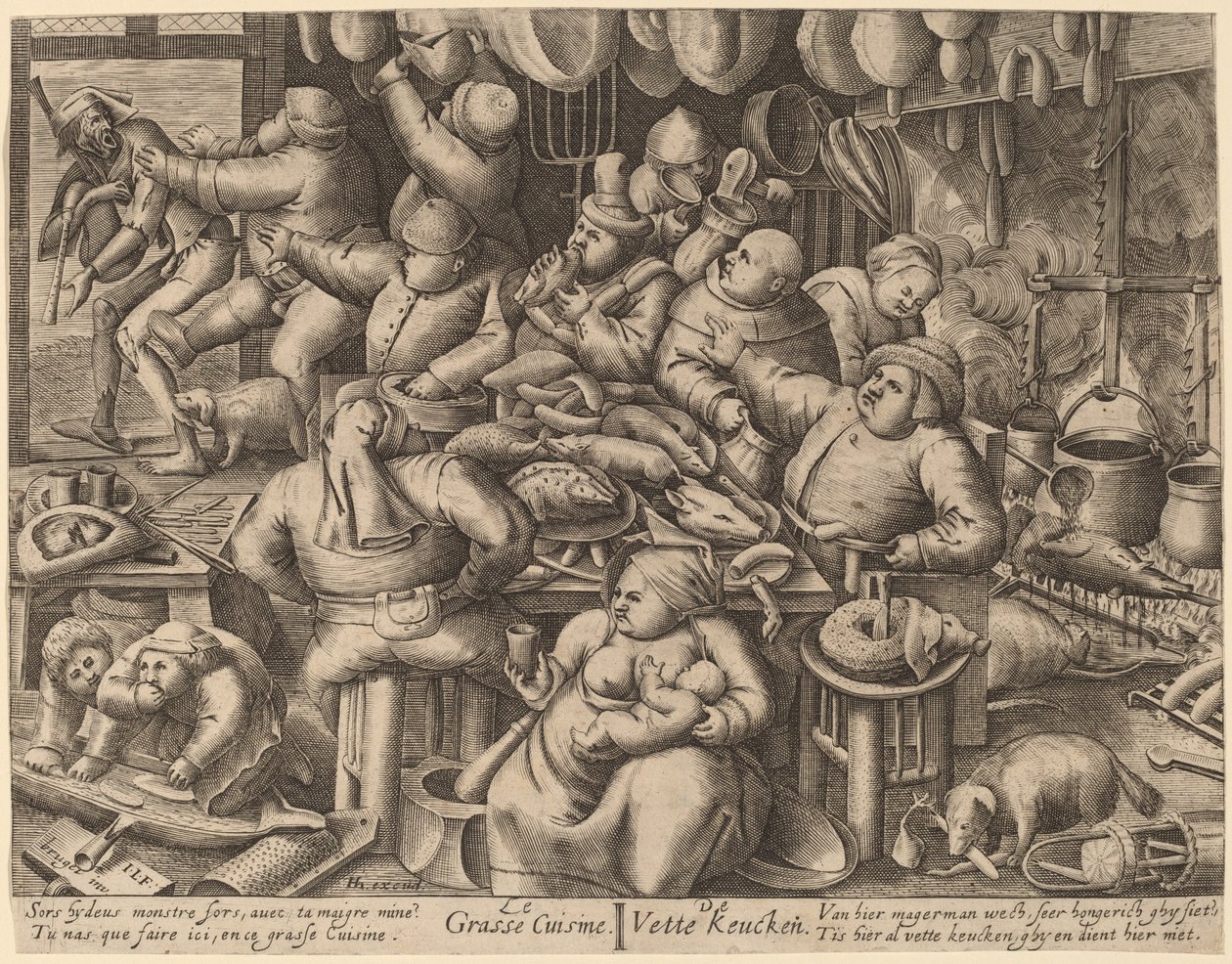 Die fette Küche von Hans Liefrinck I, after Pieter van der Heyden, after Pieter Bruegel the Elder