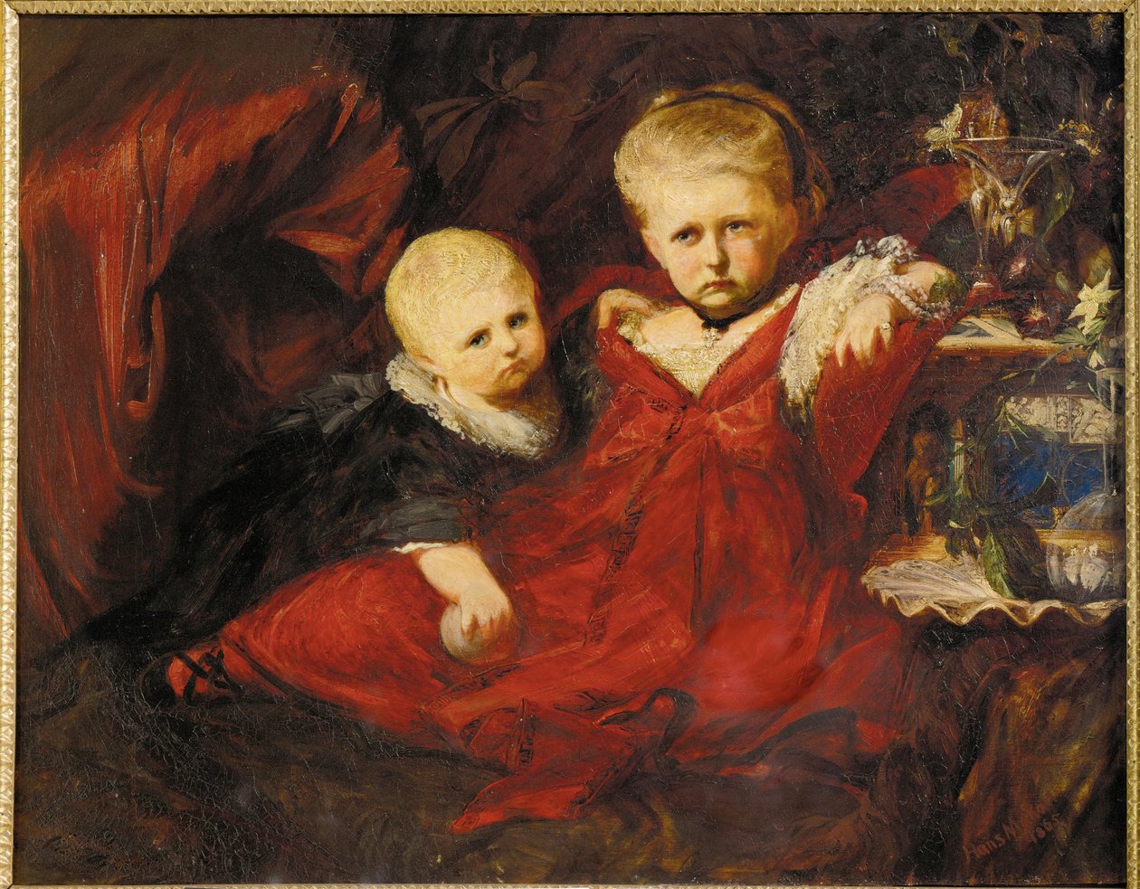 Ida und Risa Ruessemayer, Nichten von Johann Ruessemayer, einem Förderer von Makart (Gemälde auf Leinwand) von Hans Makart