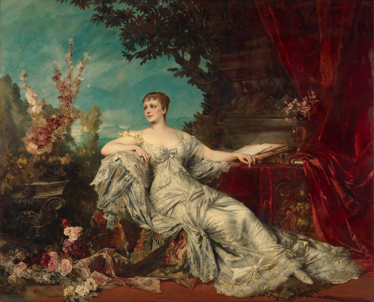 Sitzporträt der Gräfin Gabrielle Louise Marie Duchâtel (1854-1889), Ehefrau des französischen Botschafters in Wien von Hans Makart