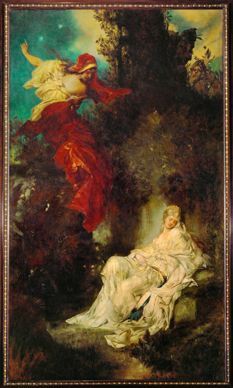 Schneewittchen erhält den vergifteten Kamm von Hans Makart