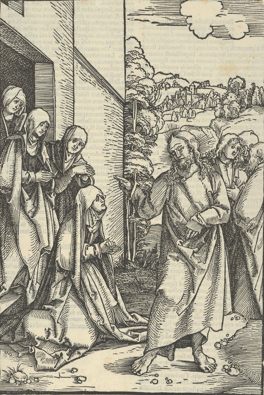 Christus nimmt Abschied von seiner Mutter, aus Speculum passionis domini nostri Ihesu Christi von Hans Schäufelein the Elder
