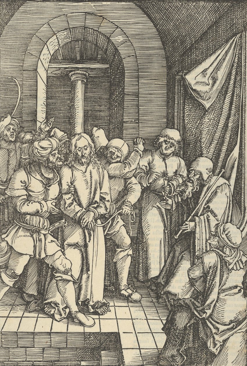 Christus vor Annas, aus Speculum passionis domini nostri Ihesu Christi, 1507 von Hans Schäufelein the Elder