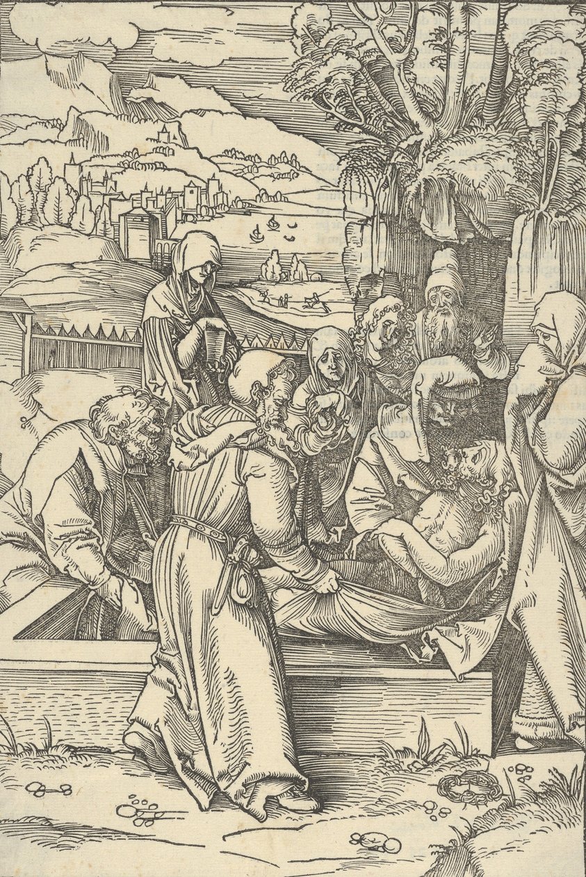 Die Grablegung, aus Speculum passionis domini nostri Ihesu Christi, 1507 von Hans Schäufelein the Elder