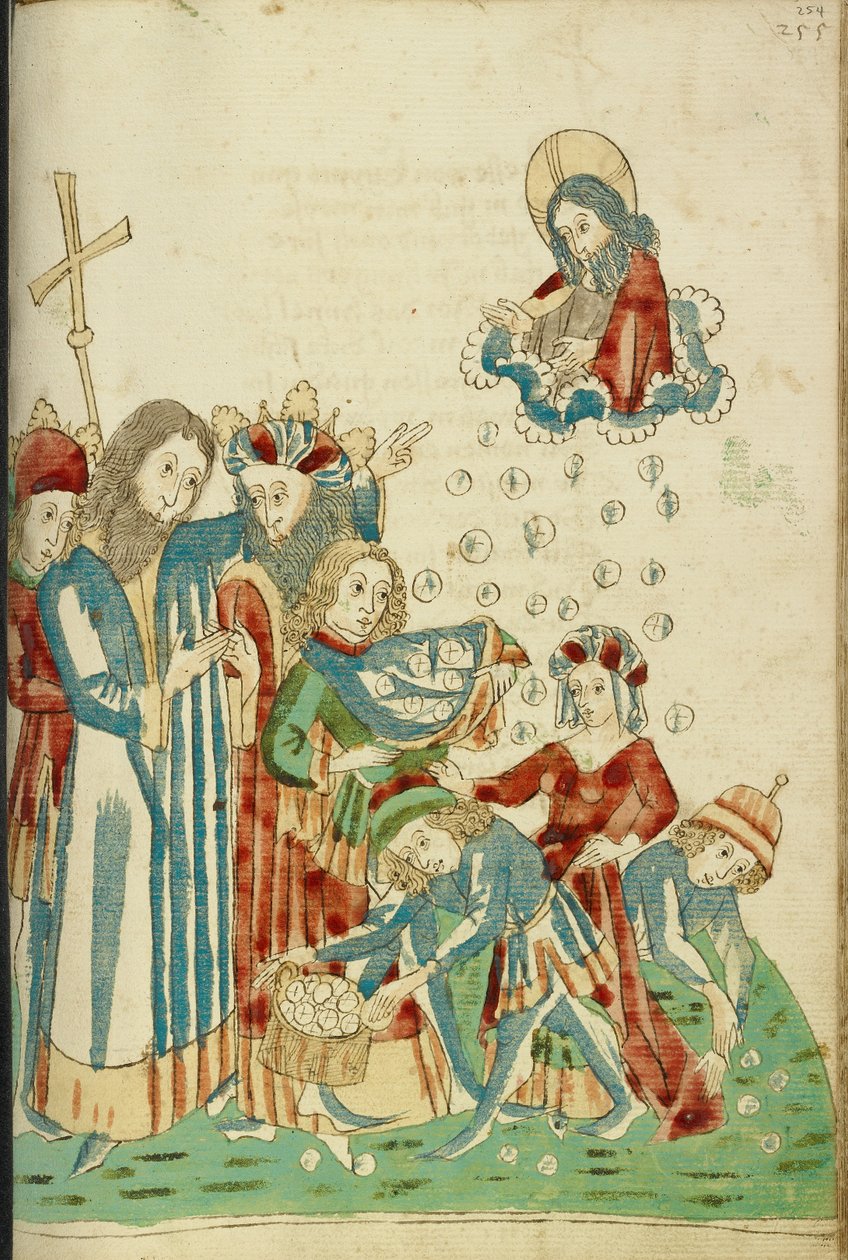 König Avenir, Josaphat und Nachor sehen, wie Manna in der Wüste fiel von Hans Schilling