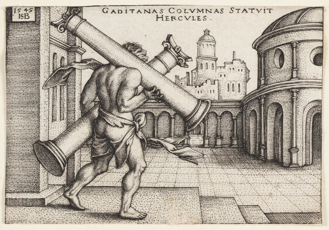 Herkules mit den Säulen des Herkules von Hans Sebald Beham