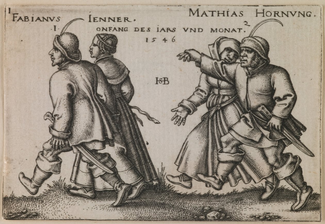 "Januar und Februar" aus der Serie "Das Fest der Bauern oder Die zwölf Monate" von Hans Sebald Beham