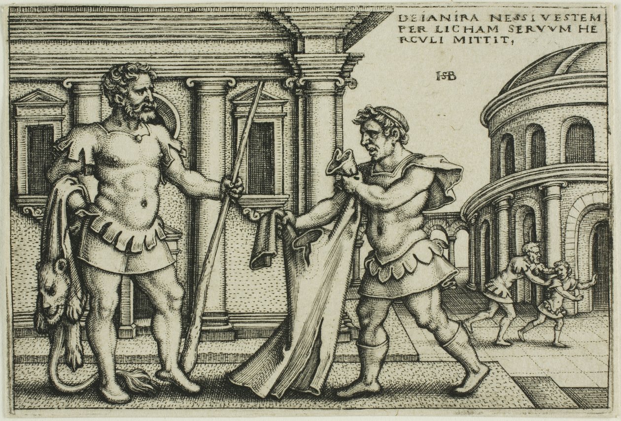 Lichas bringt das Gewand des Nessus zu Herkules, aus Die Arbeiten des Herkules von Hans Sebald Beham