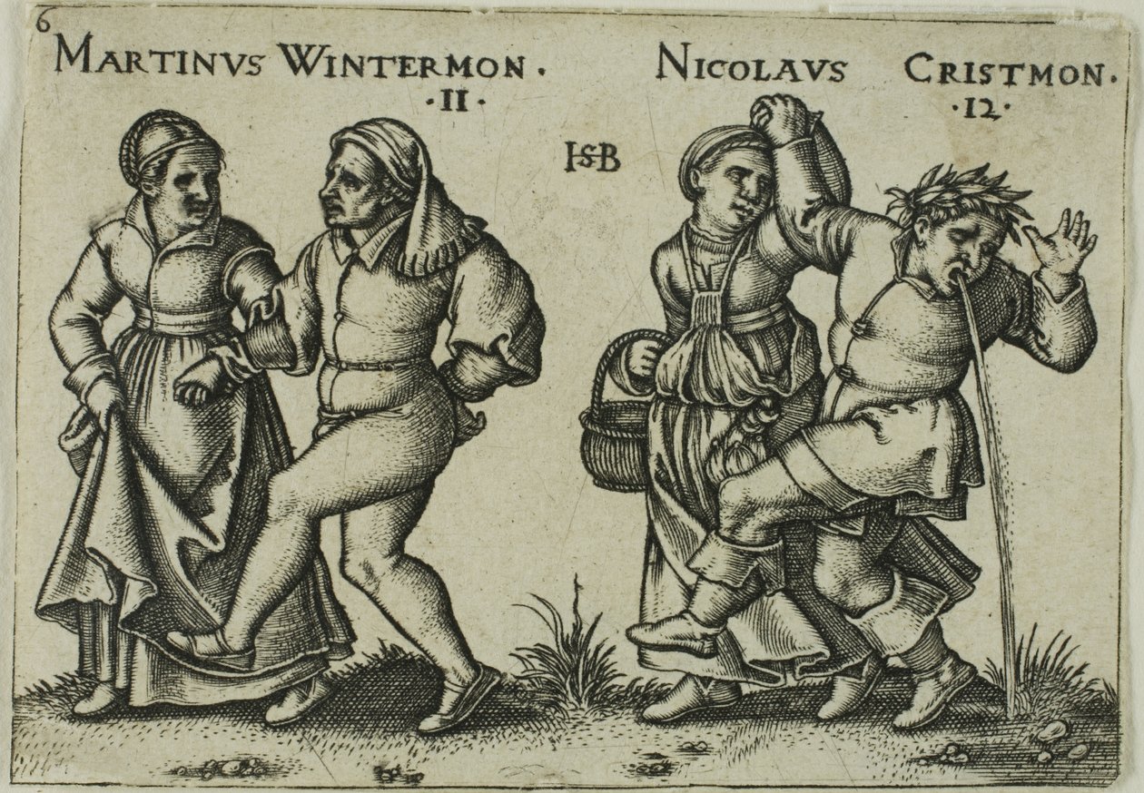 November und Dezember, Tafel 6 aus Das Bauernfest, oder Die zwölf Monate von Hans Sebald Beham