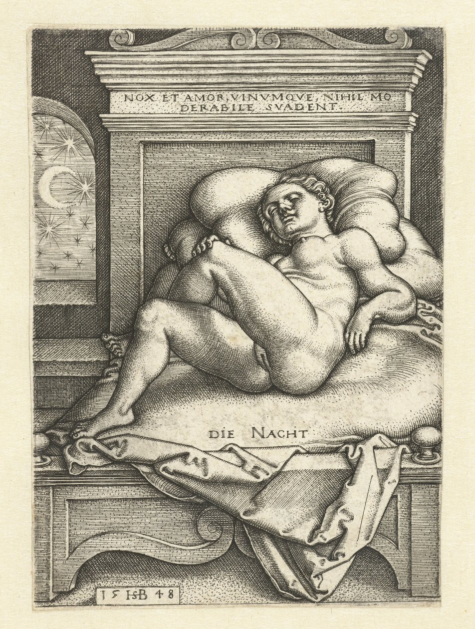 Schlafende nackte Frau als die Nacht Die Nacht von Hans Sebald Beham