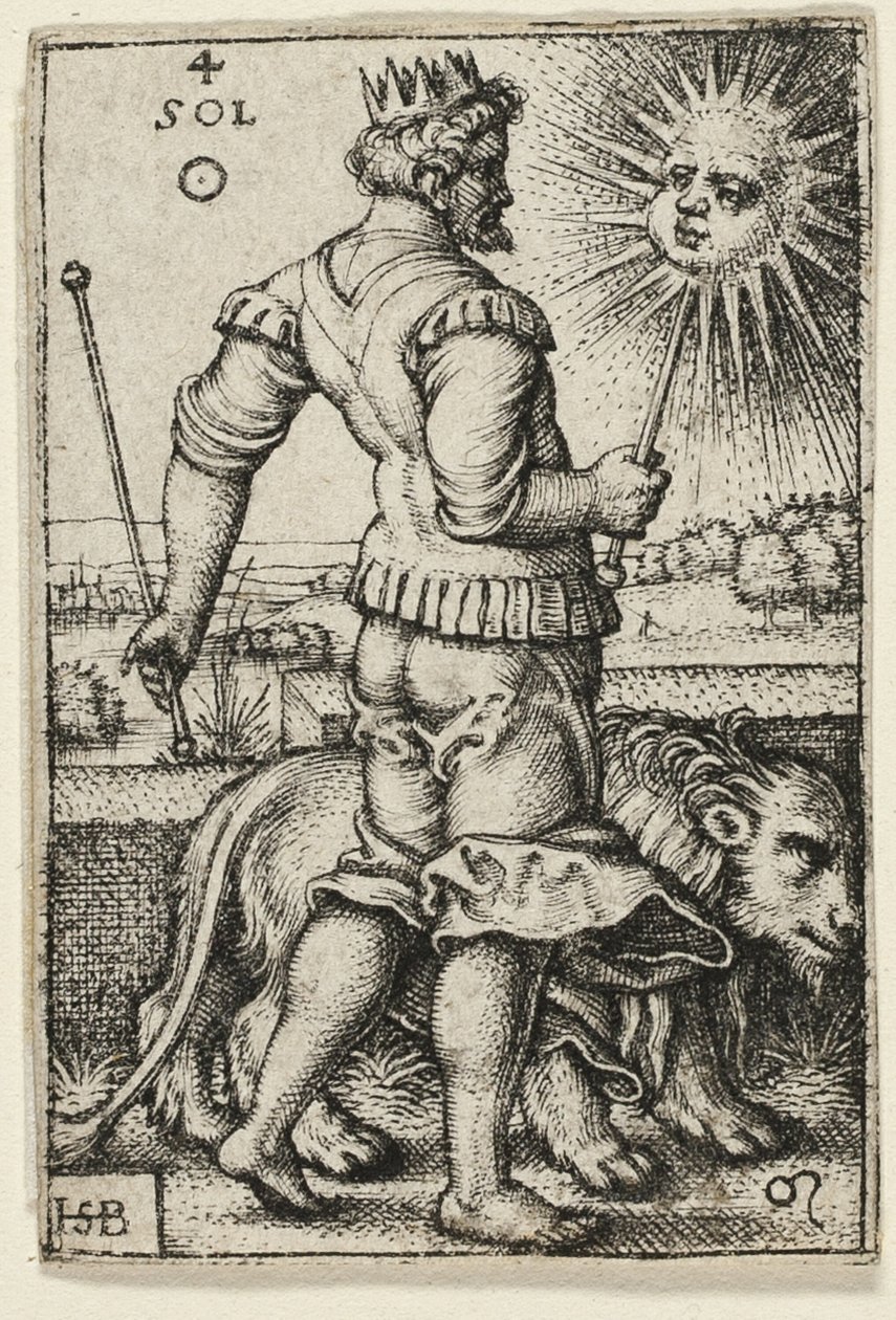 Sonne, Platte vier aus Die sieben Planeten mit den Tierkreiszeichen von Hans Sebald Beham