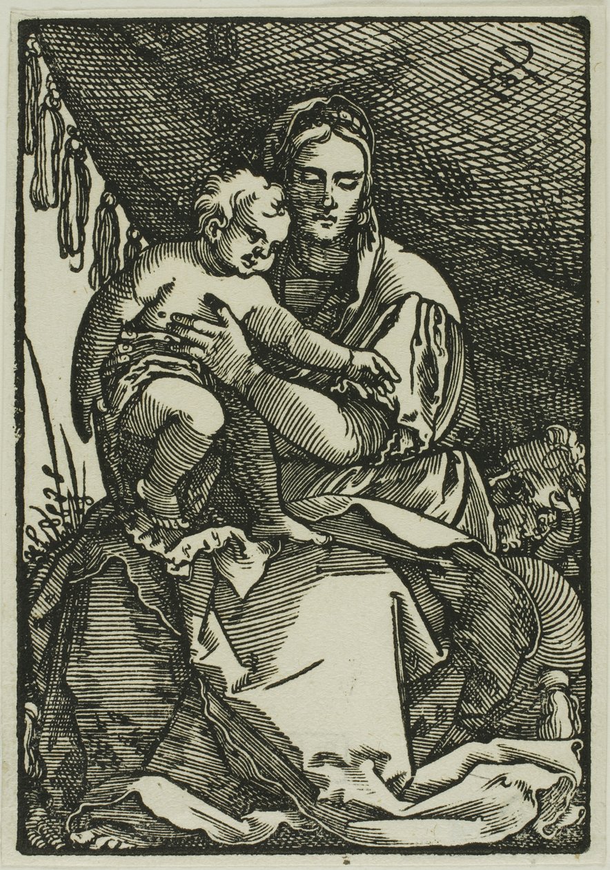Die Heilige Familie unter dem Baldachin von Hans Sebald Beham