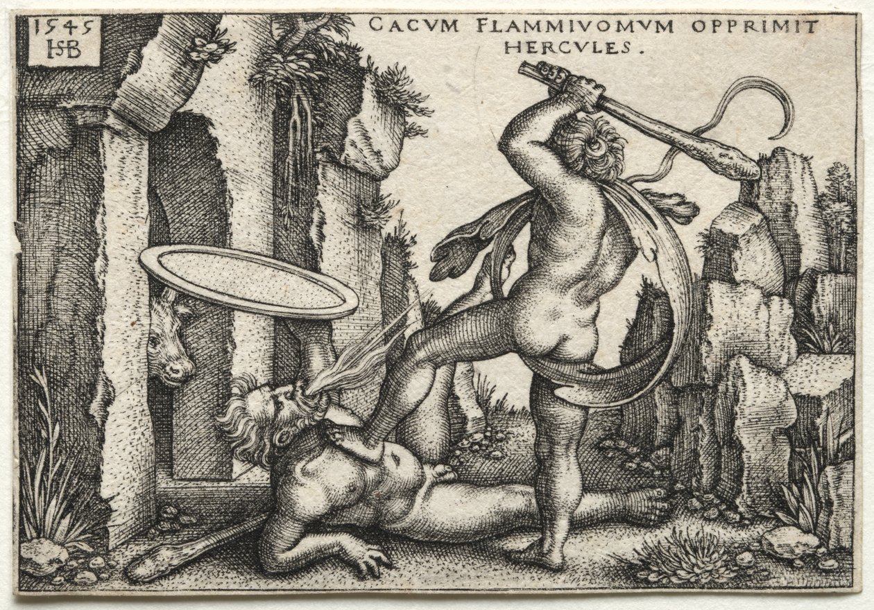 Herkules tötet den Riesen Cacus von Hans Sebald Beham