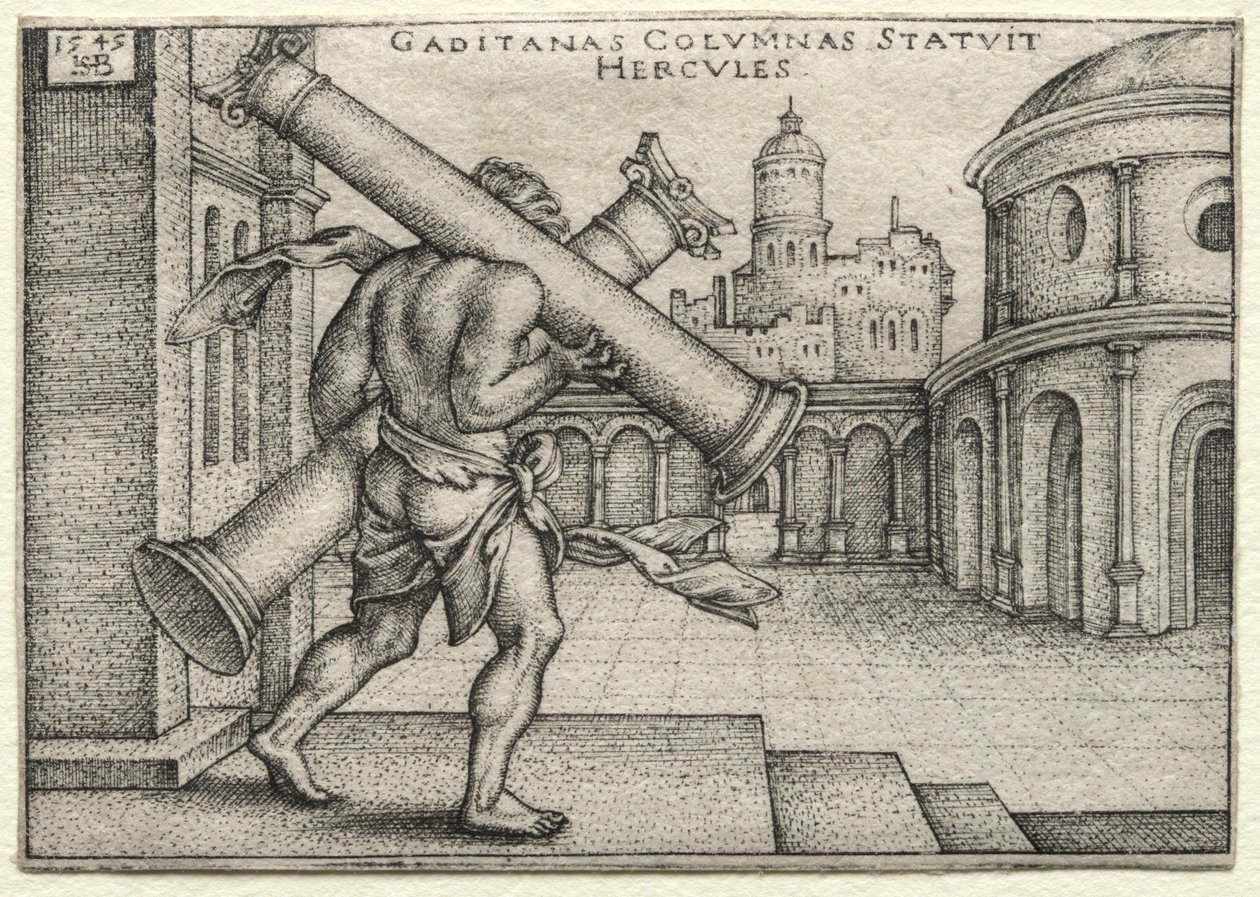 Die Arbeiten des Herkules: Herkules und die Säulen von Gades, 1545 von Hans Sebald Beham