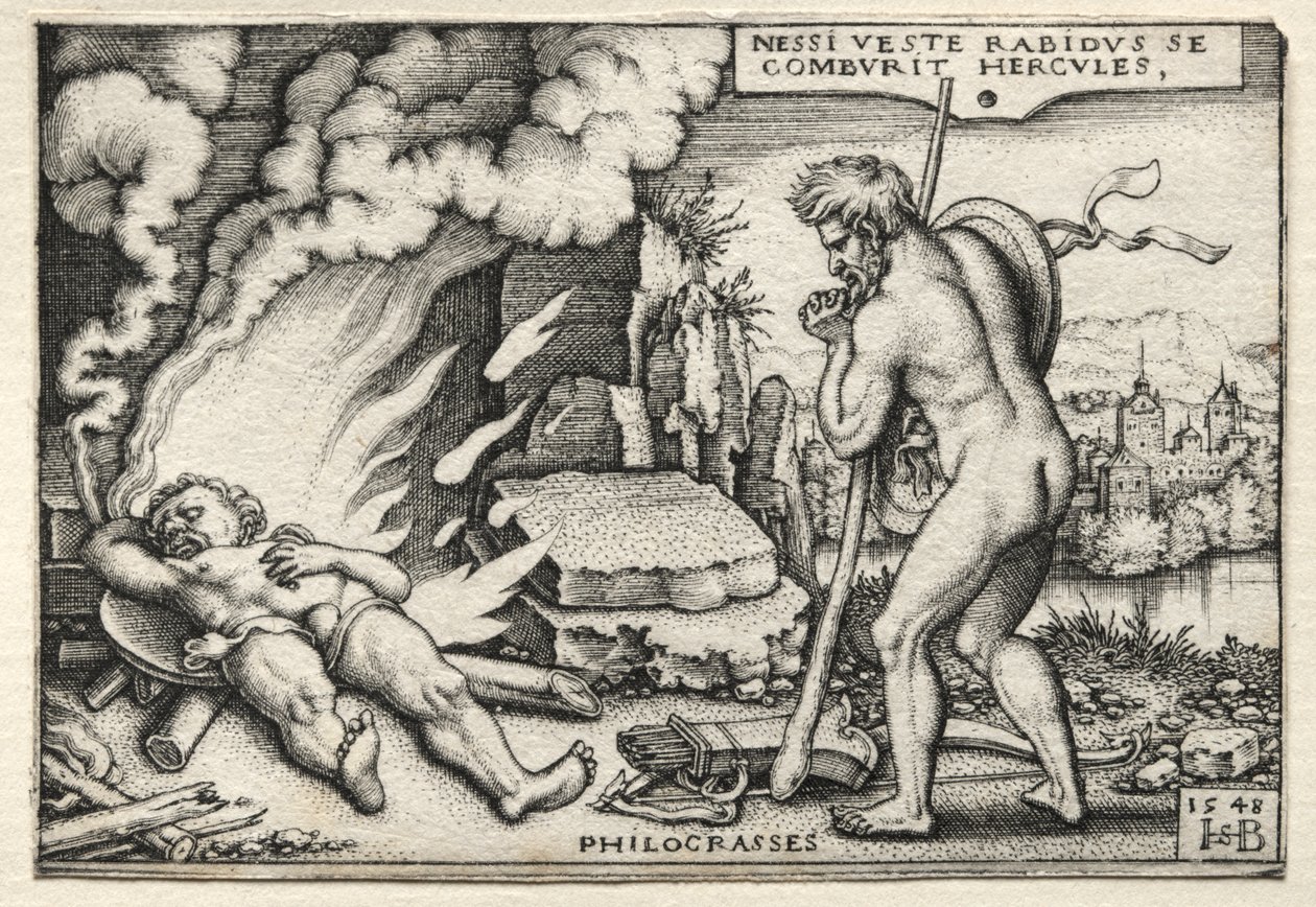 Die Arbeiten des Herkules: Herkules auf seinem Scheiterhaufen von Hans Sebald Beham