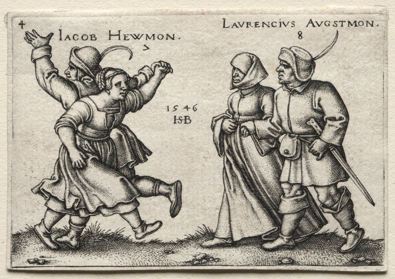 Die Dorfhochzeit: Jacob Hewmon Lawrencius Augstmon, 1546 von Hans Sebald Beham
