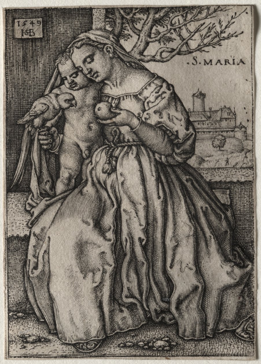 Maria mit dem Kind und einem Papagei von Hans Sebald Beham